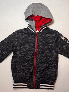 365 Kids From Garanimals Sz 8 Boys Spring Jacket Black Camo Classic Casual